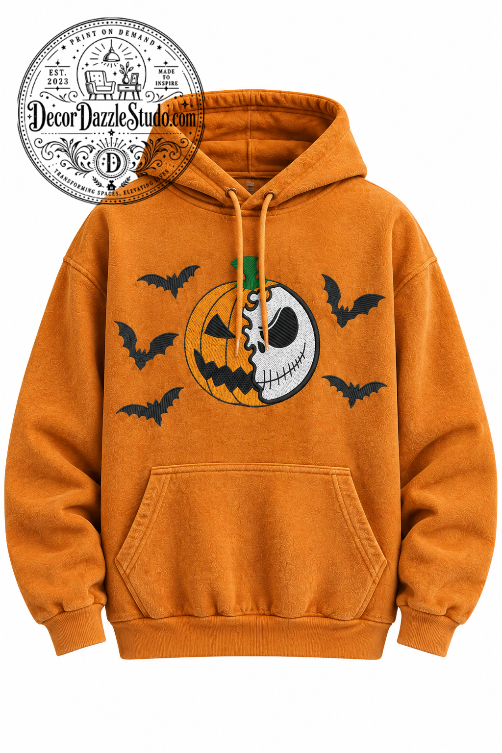Spooky Pumpkin Skull Bat Hoodie