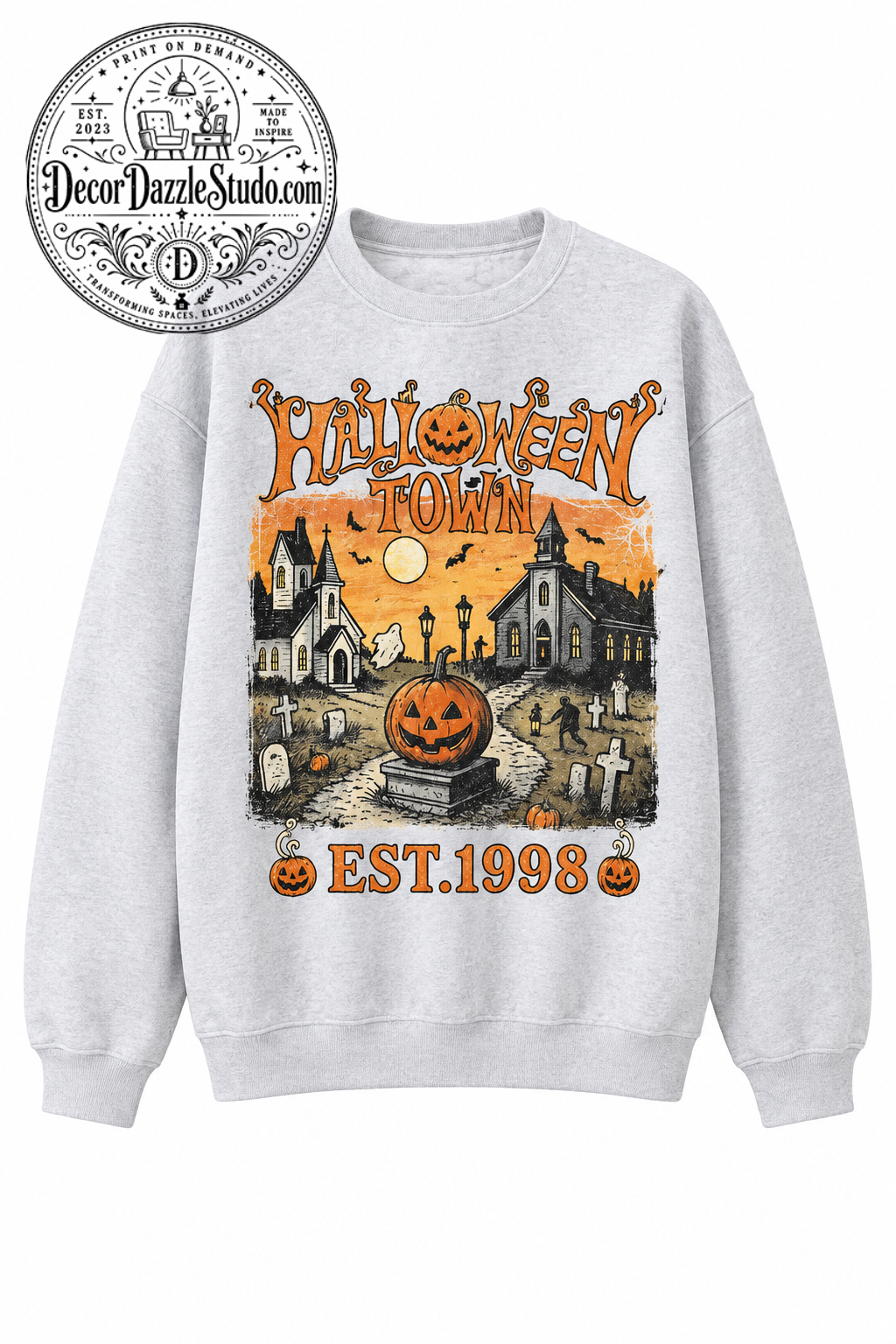 Vintage Haunted Village Halloween Sweatshirt