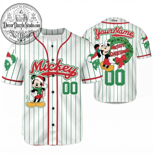 Custom Disney Christmas Mickey Mouse Baseball Jersey