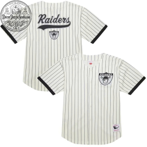 Official Las Vegas Raiders Pinstripe Baseball Jersey