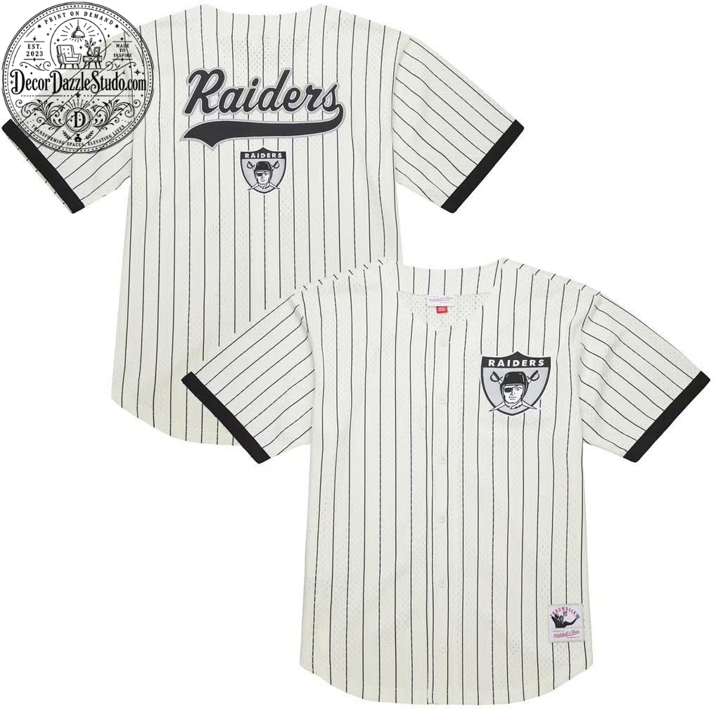 Official Las Vegas Raiders Pinstripe Baseball Jersey