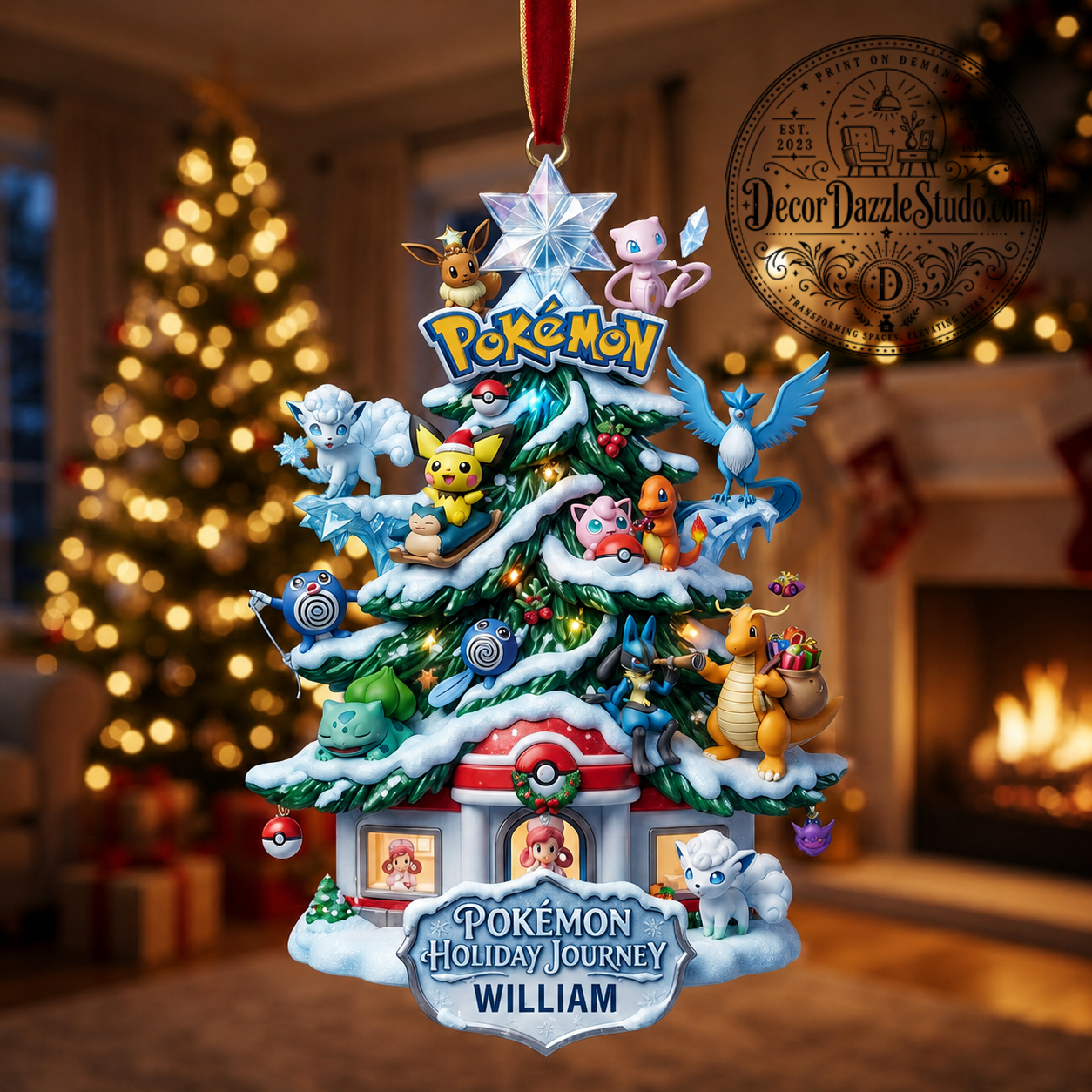 Pokemon Holiday Journey Personalized William Acrylic Ornament